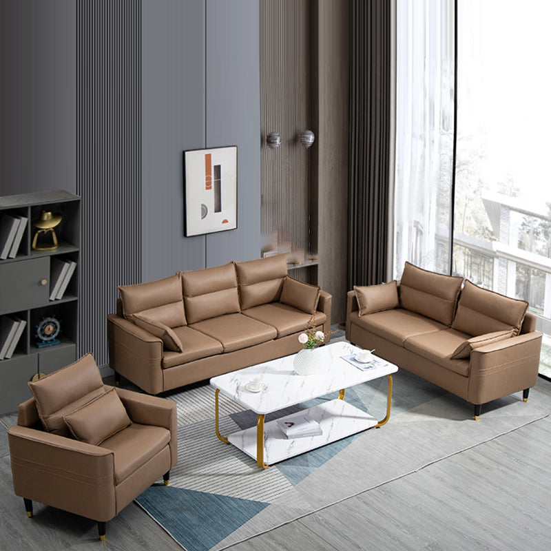 Square Arm Sofa Pillows Back Stationary Seating for Living Room