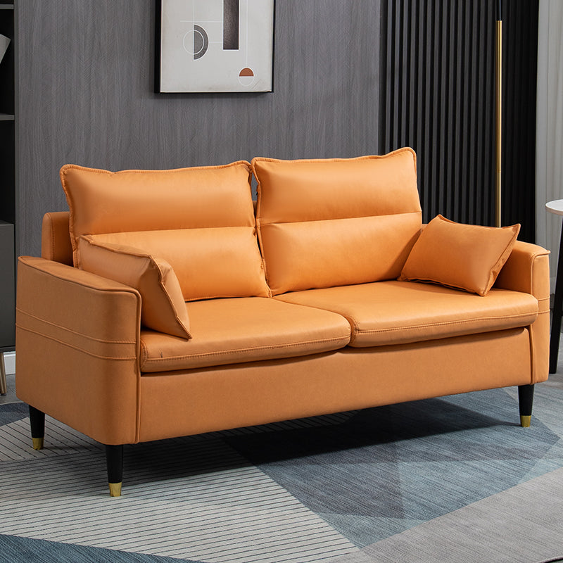 Square Arm Sofa Pillows Back Stationary Seating for Living Room