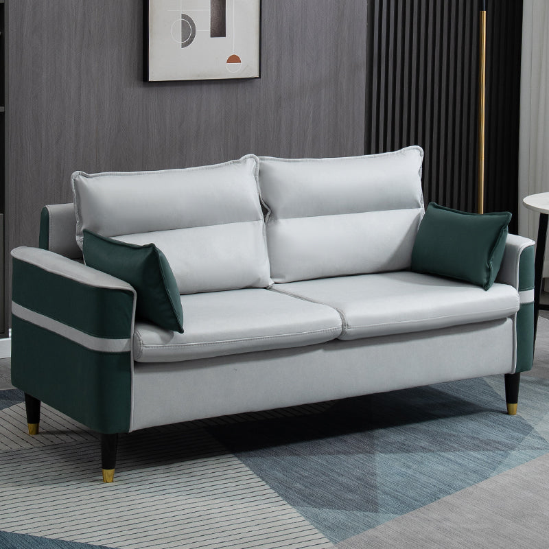 Square Arm Sofa Pillows Back Stationary Seating for Living Room
