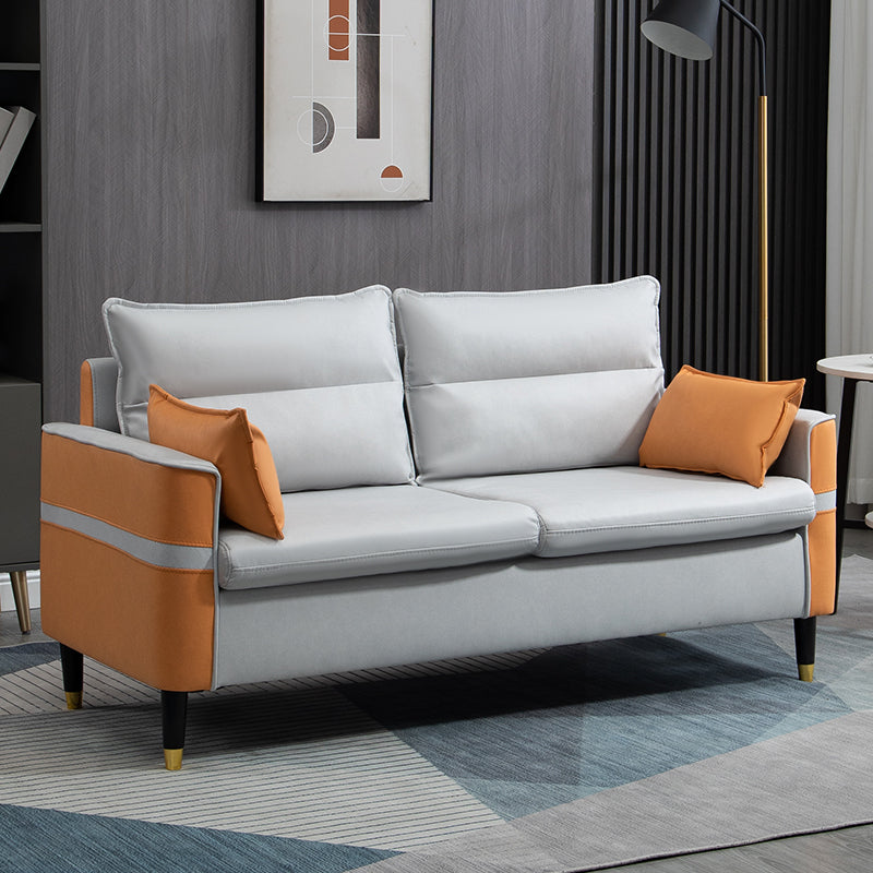 Square Arm Sofa Pillows Back Stationary Seating for Living Room