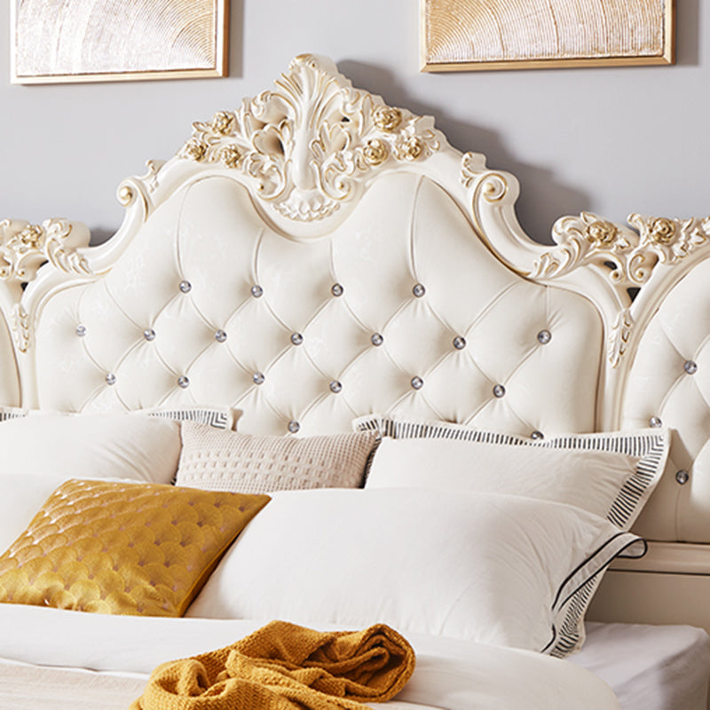 Victorian Standard Bed Upholstered Headboard Tufted Panel Bed