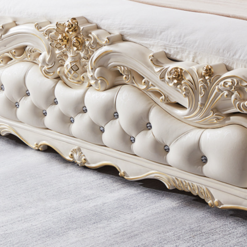 Victorian Standard Bed Upholstered Headboard Tufted Panel Bed