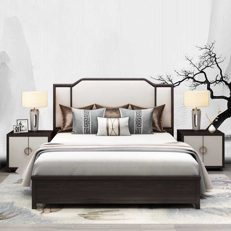 Mid-Century Modern Standard Bed Upholstered Headboard Ash Panel Bed