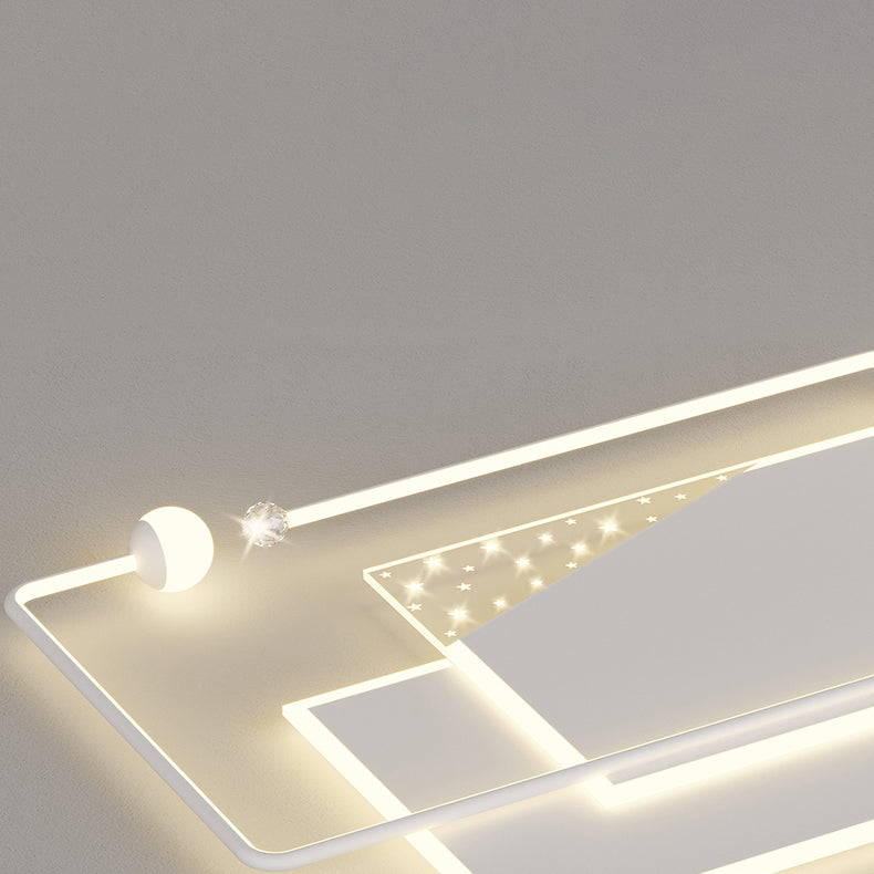 Modern Metal LED Flush Mount Geometric Shape Ceiling Lamp with Acrylic Shade for Bedroom
