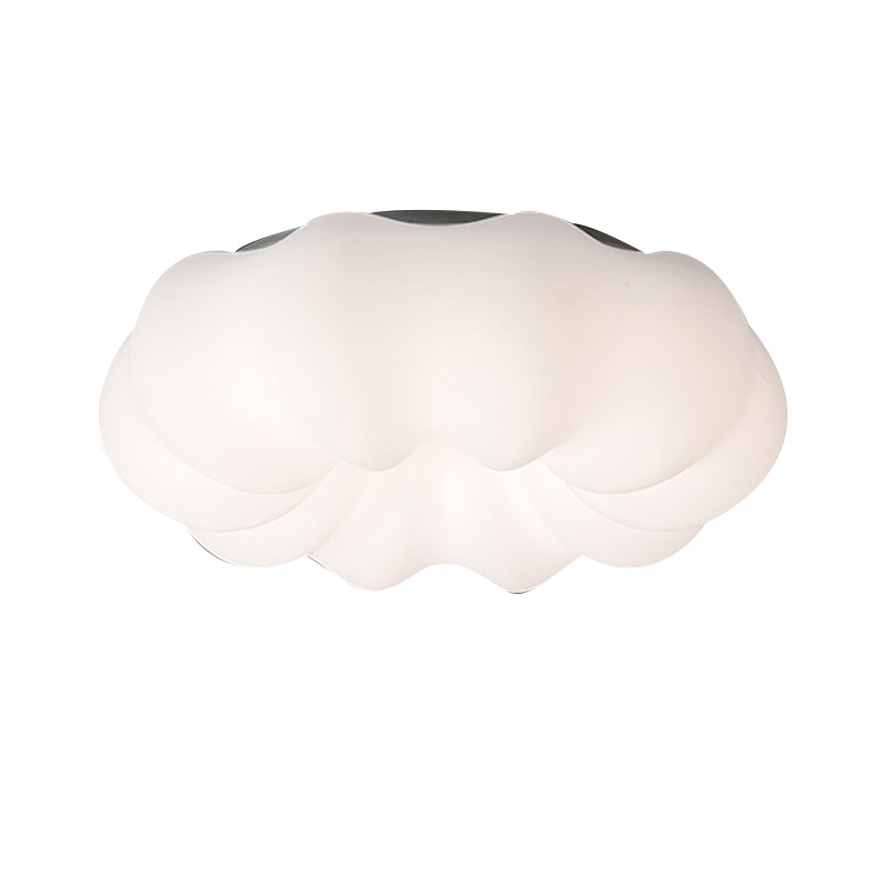 Modern Metal Flush Mount Pumpkin Shape Ceiling Light with Plastic Shade for Living Room