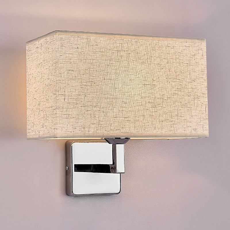 Modern Metal Wall Sconce Rectangle Shape Wall Lamp with Fabric Shade for Study
