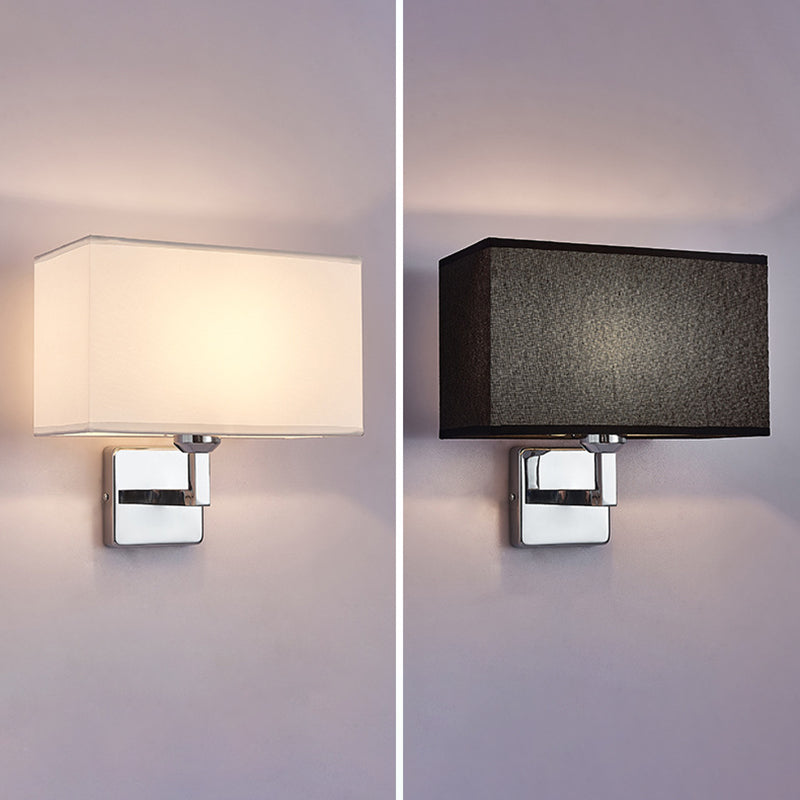 Modern Metal Wall Sconce Rectangle Shape Wall Lamp with Fabric Shade for Study