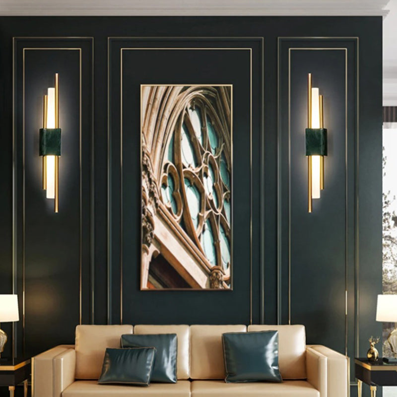 Modern Stone Wall Sconce Cylinder Shape Wall Light with Acrylic Shade for Living Room