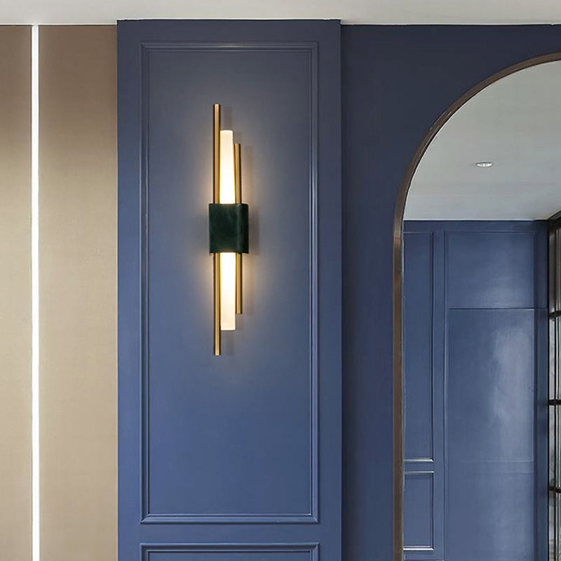 Modern Stone Wall Sconce Cylinder Shape Wall Light with Acrylic Shade for Living Room