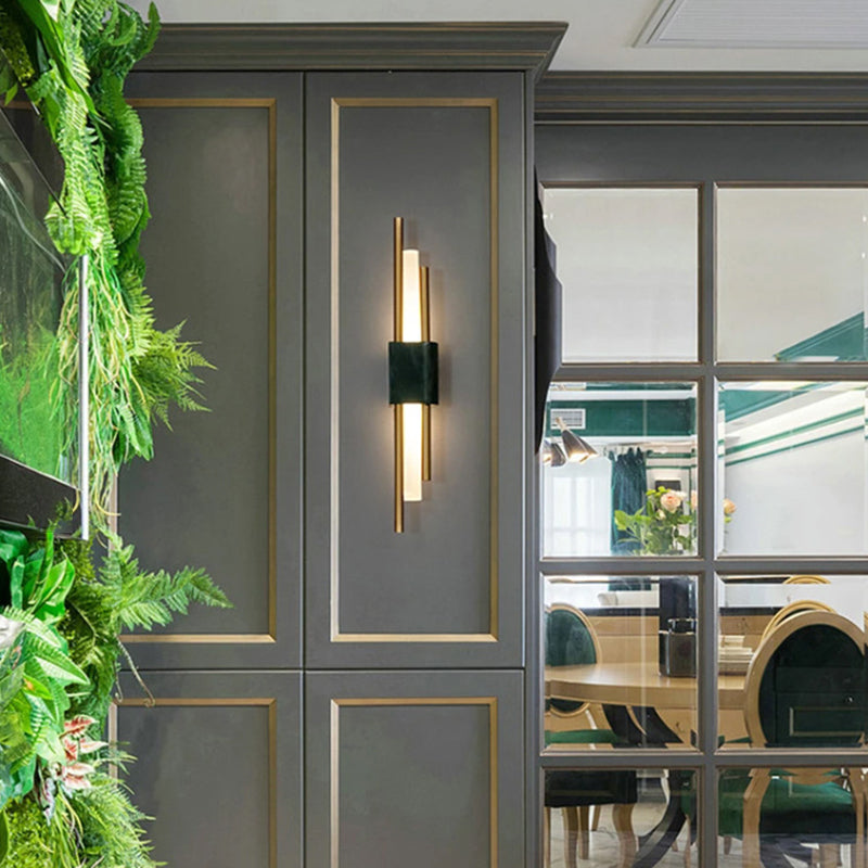 Modern Stone Wall Sconce Cylinder Shape Wall Light with Acrylic Shade for Living Room