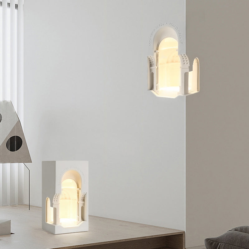 Geometric Wall Light Fixture Modern Stone 1 Light Wall Sconce in White