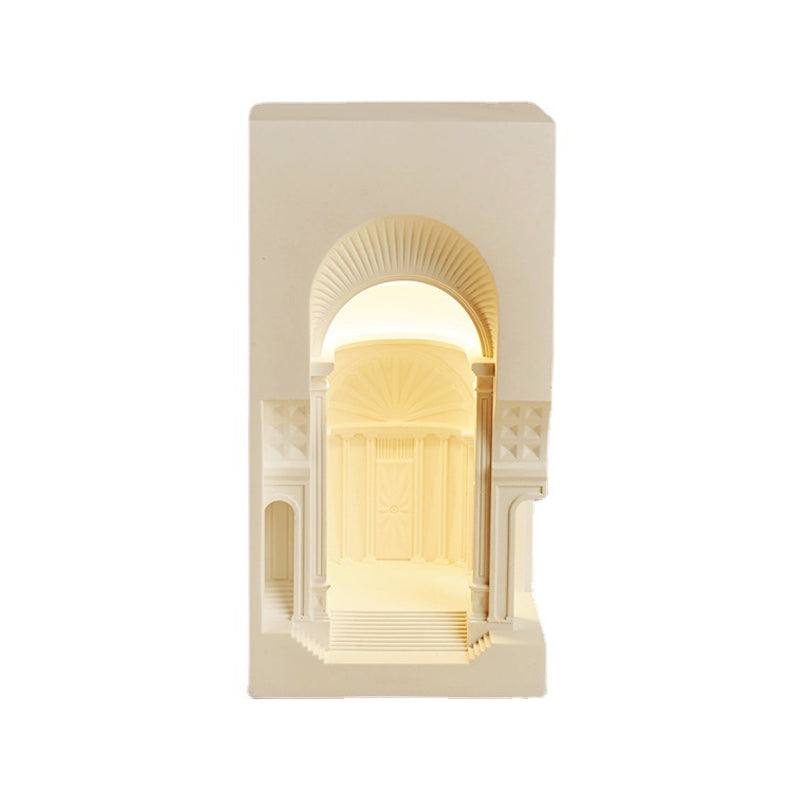 Geometric Wall Light Fixture Modern Stone 1 Light Wall Sconce in White