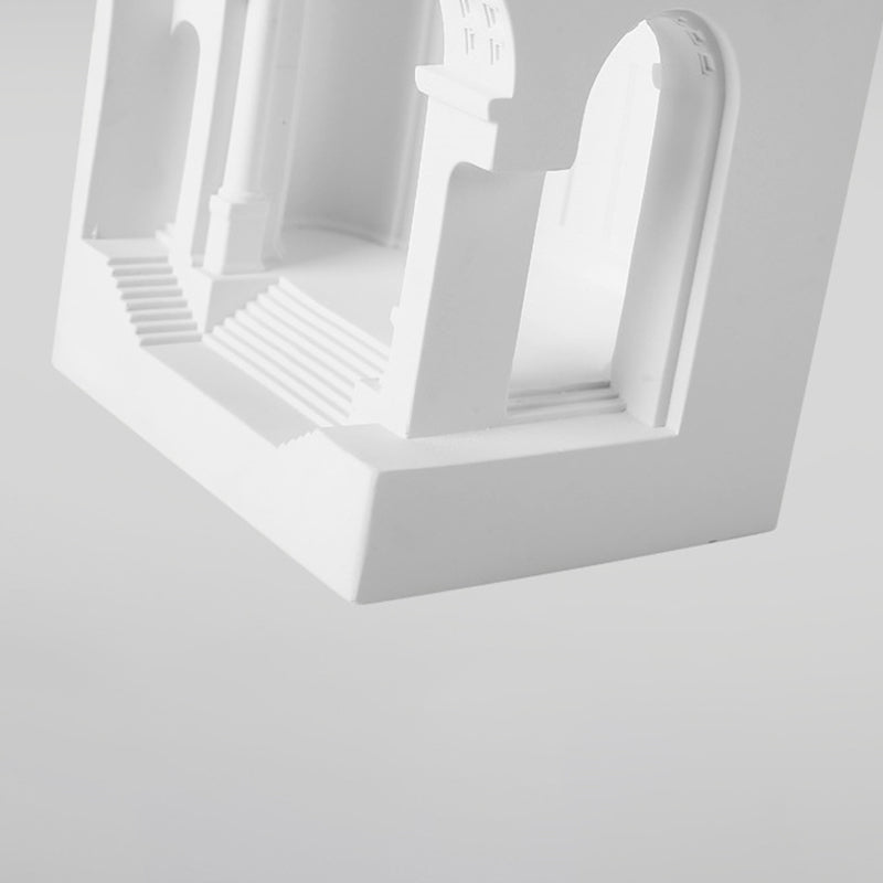 Geometric Wall Light Fixture Modern Stone 1 Light Wall Sconce in White