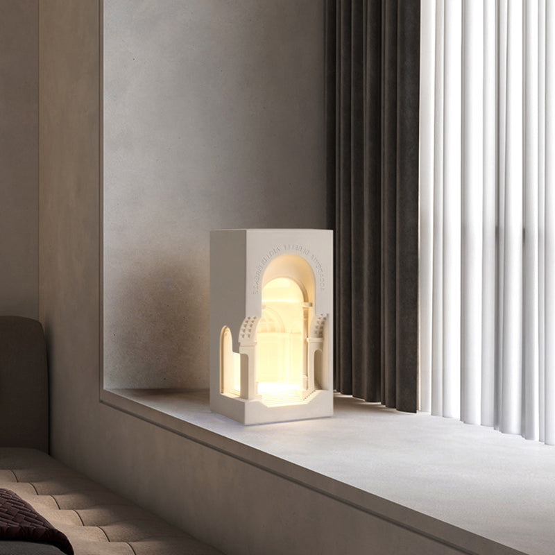 Geometric Wall Light Fixture Modern Stone 1 Light Wall Sconce in White