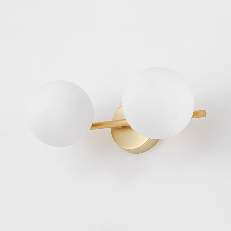 Modern Metal Wall Sconce Ball Shape Wall Light with Glass Shade for Bedroom in Gold