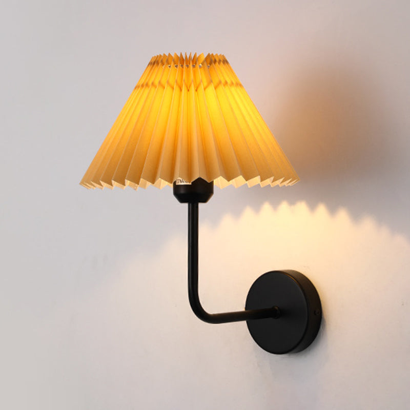 Contemporary Golden/Black Bathroom Vanity Light Fabric Shaded Wall Light Sconces