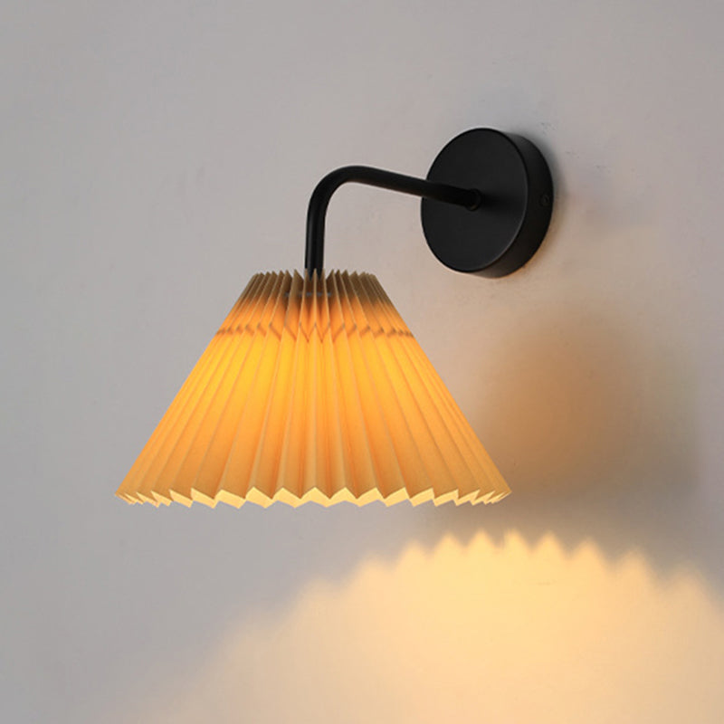 Contemporary Golden/Black Bathroom Vanity Light Fabric Shaded Wall Light Sconces