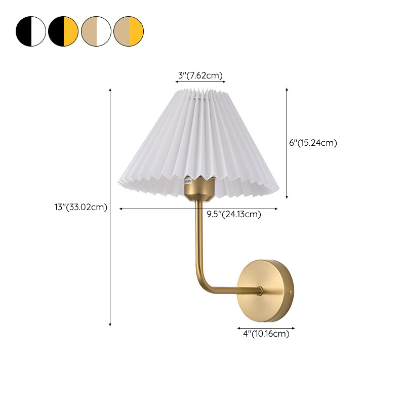 Contemporary Golden/Black Bathroom Vanity Light Fabric Shaded Wall Light Sconces