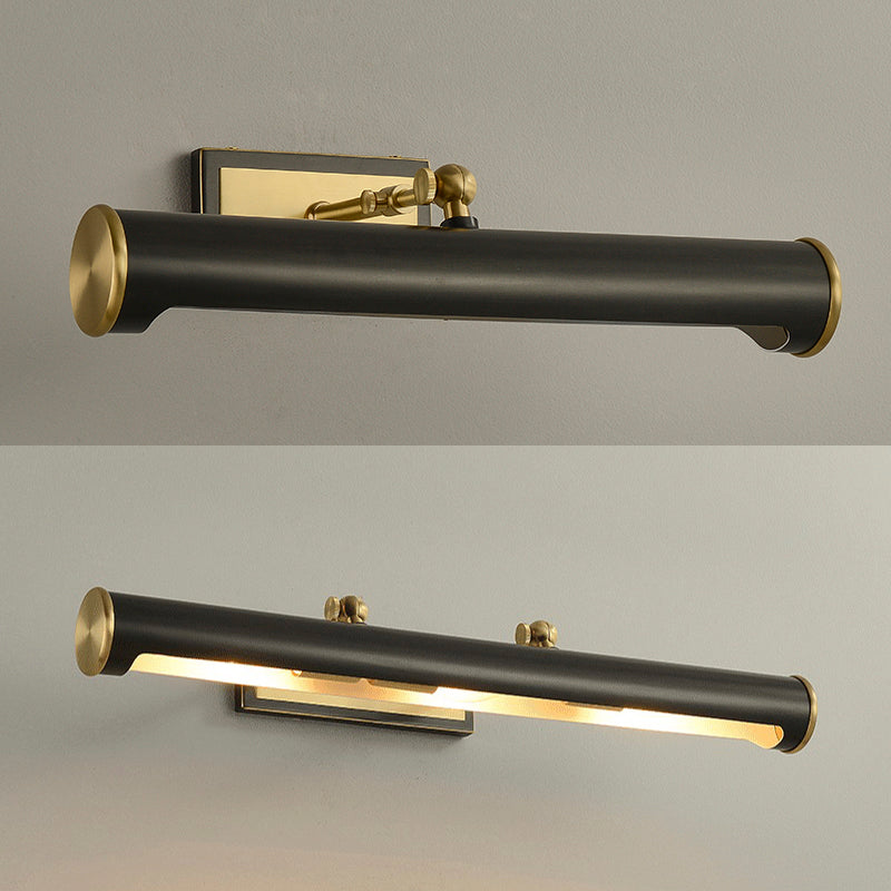 Solid Brass Modern Bath Bar 2 - Light Cylinder Bathroom Vanity Lighting in Black / Gold