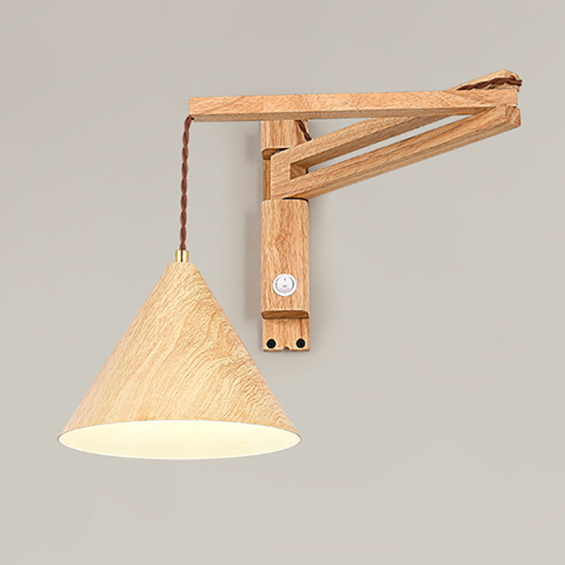 Cone Shape Wood Vanity Lamp Modern Style 1 Light Vanity Light Fixture