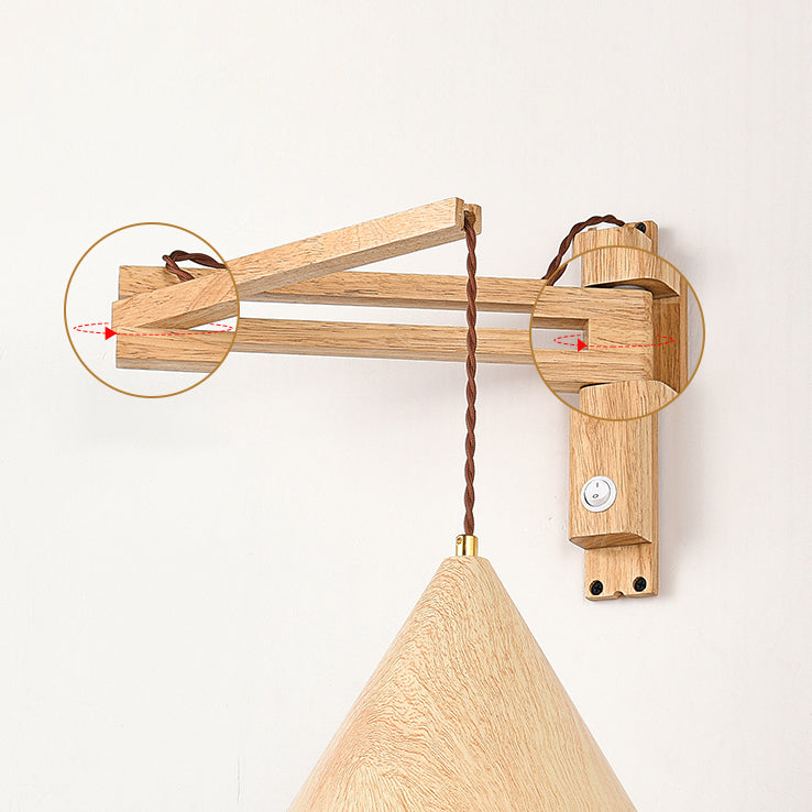 Cone Shape Wood Vanity Lamp Modern Style 1 Light Vanity Light Fixture