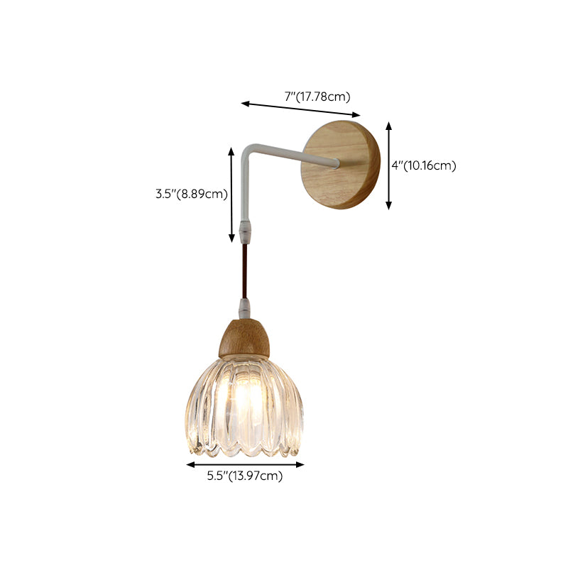 Bowl Shape Wood Vanity Lamp Modern Style 1 Light Vanity Light Fixture in Brown