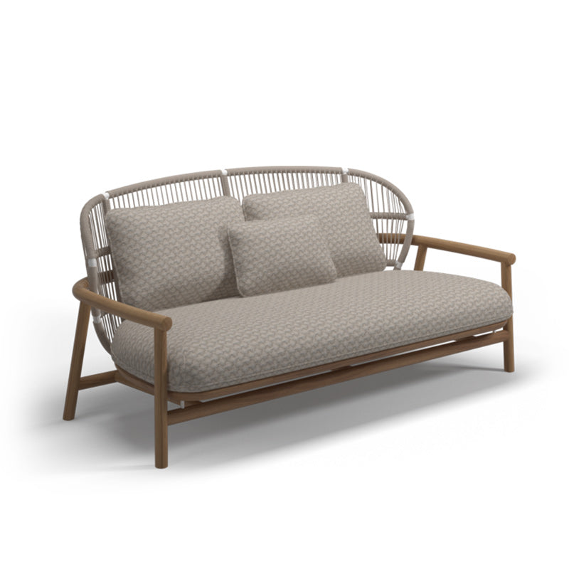 Contemporary Solid Wood Frame Patio Loveseat Water Resistant Outdoor Sofa with Cushion