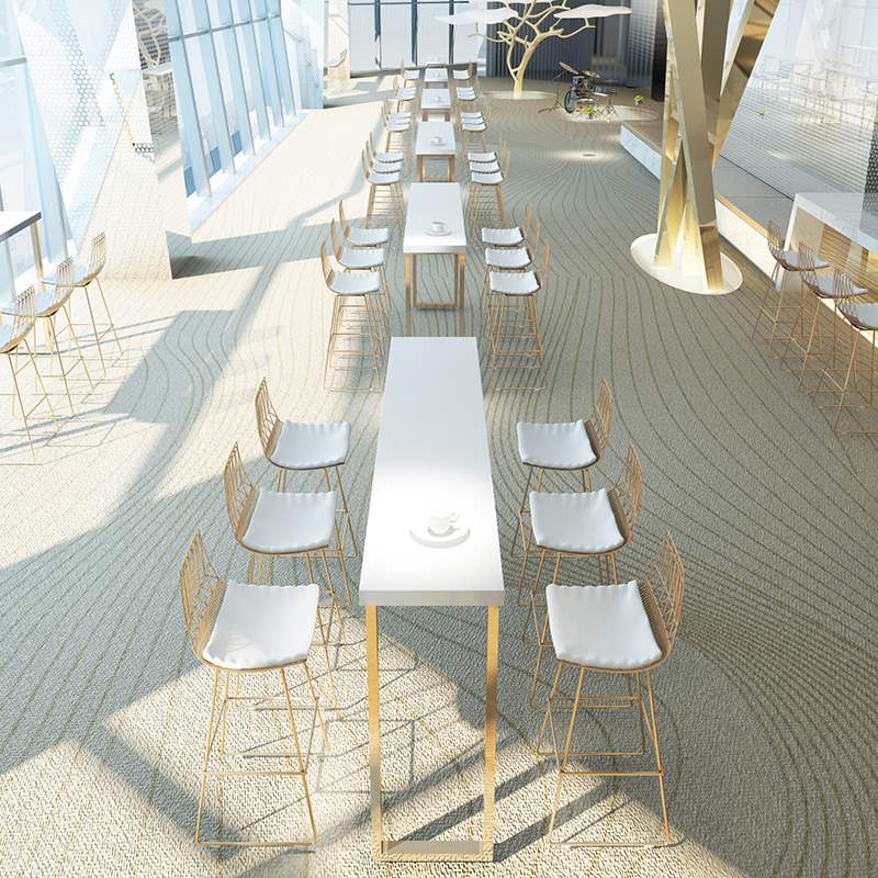 Glam Pub Height Dining Table White and Gold Counter Height Table