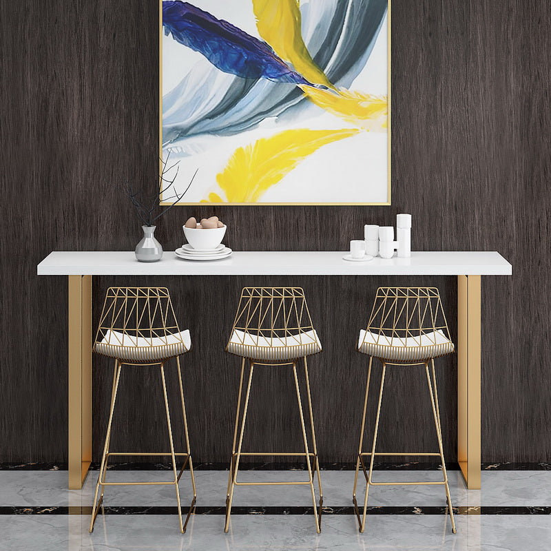 Glam Pub Height Dining Table White and Gold Counter Height Table