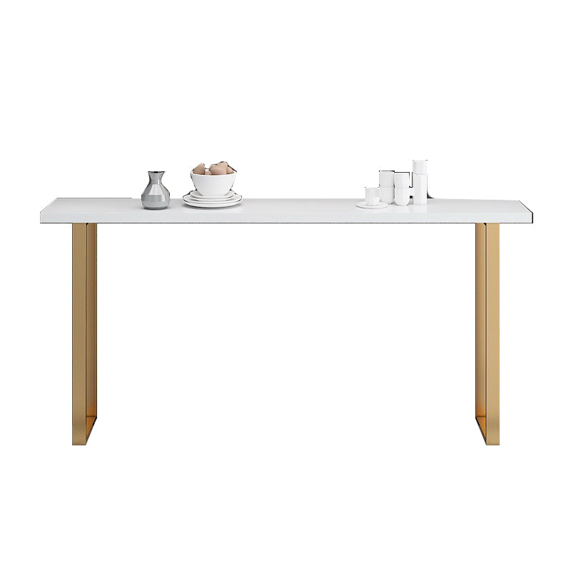 Glam Pub Height Dining Table White and Gold Counter Height Table
