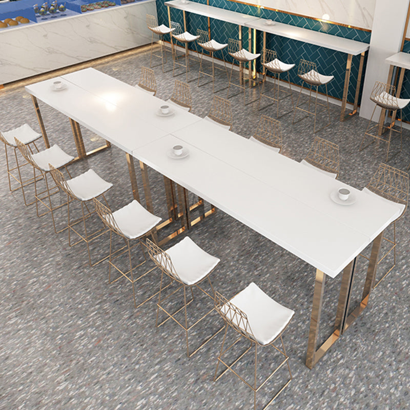 Glam Pub Height Dining Table White and Gold Counter Height Table