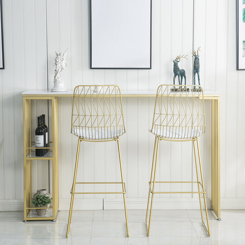 Glam Pub Height Dining Table Double Pedestal Counter Wine Table