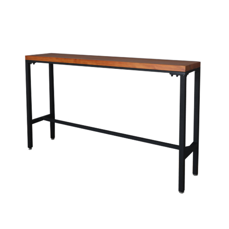 Brown Pine Wood Bistro Table Industrial Style Pub Table for Home