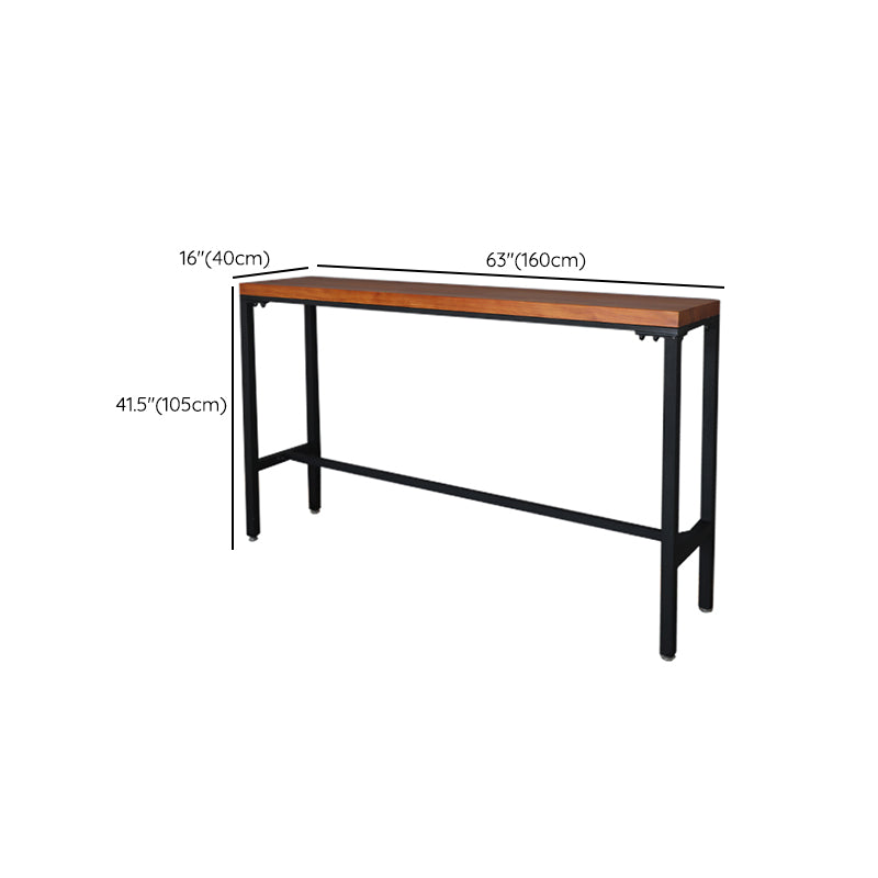 Brown Pine Wood Bistro Table Industrial Style Pub Table for Home