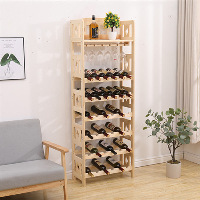 Modern Floor Wine Bottle Rack Pine Wood Wine Bottle Rack for Home