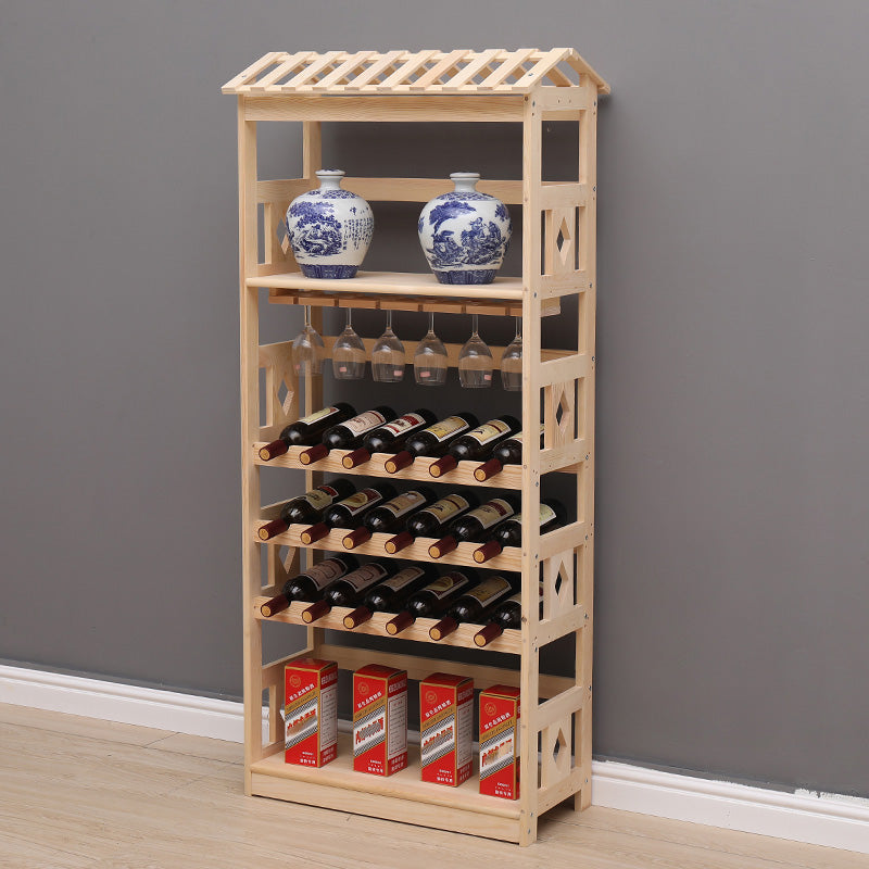 Modern Floor Wine Bottle Rack Pine Wood Wine Bottle Rack for Home