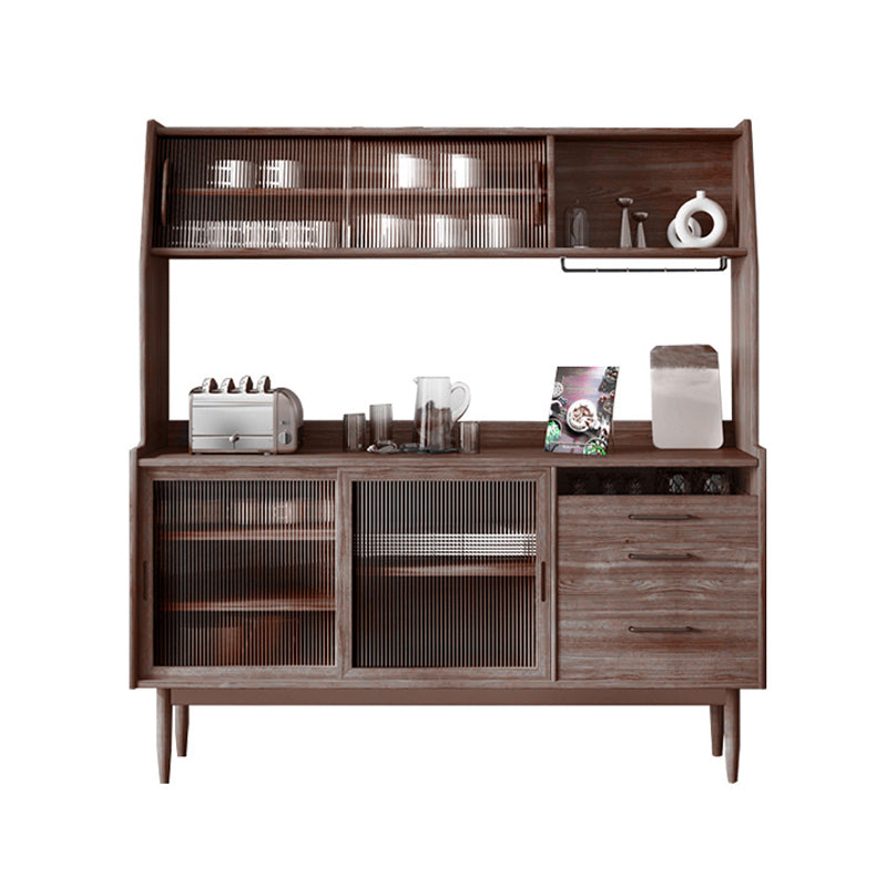 Modern Buffet Table Pine Sideboard Table with Doors for Kitchen