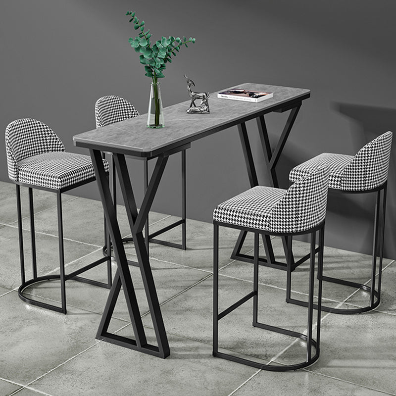 Modern Style Stone Bar Table Set 1/2/5 Pcs Rectangular Pub Set for Indoor