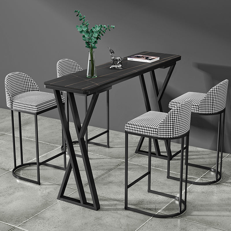 Modern Style Stone Bar Table Set 1/2/5 Pcs Rectangular Pub Set for Indoor