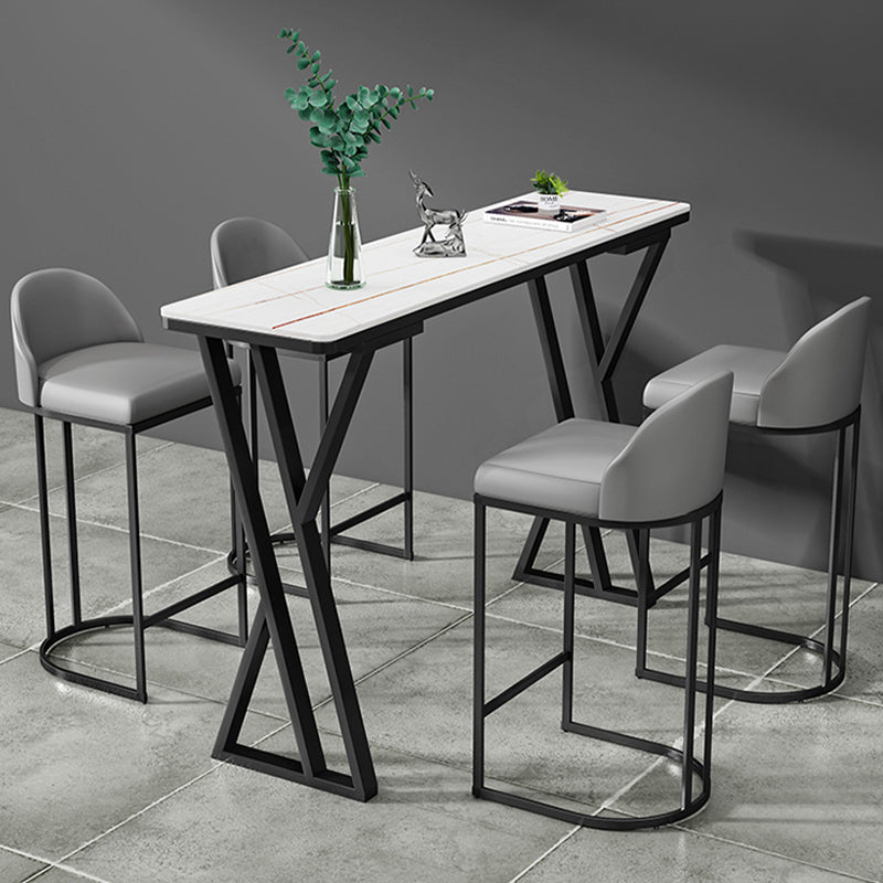 Modern Style Stone Bar Table Set 1/2/5 Pcs Rectangular Pub Set for Indoor