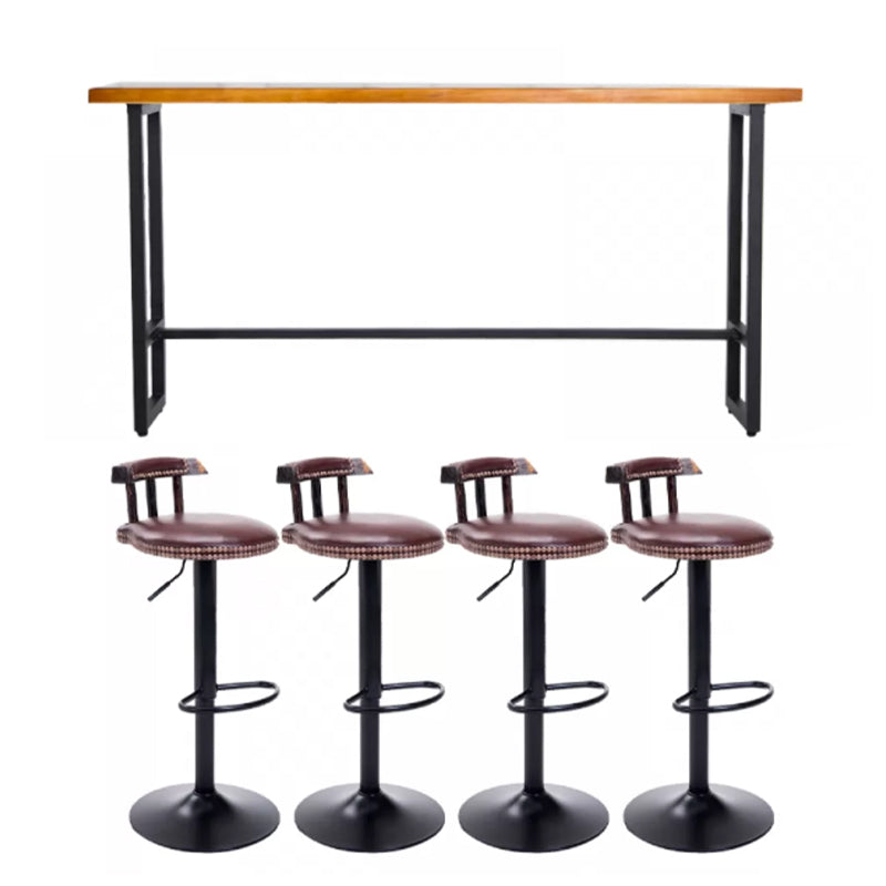 Industrial Style Pub Dining Set 1/2/5/9 Pcs Rectangular Solid Wood Pub Set for Home