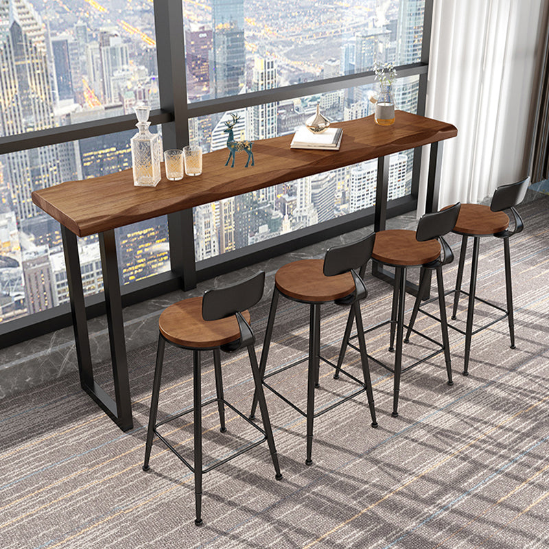 Industrial Pub Dining Set 1/2/5 Pcs Rectangular Solid Wood Pub Set for Home