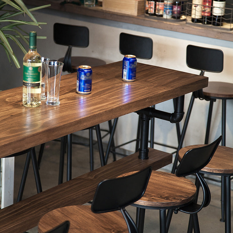 Industrial Style Pub Dining Set 1/2/9 Pcs Rectangular Solid Wood Pub Set for Home