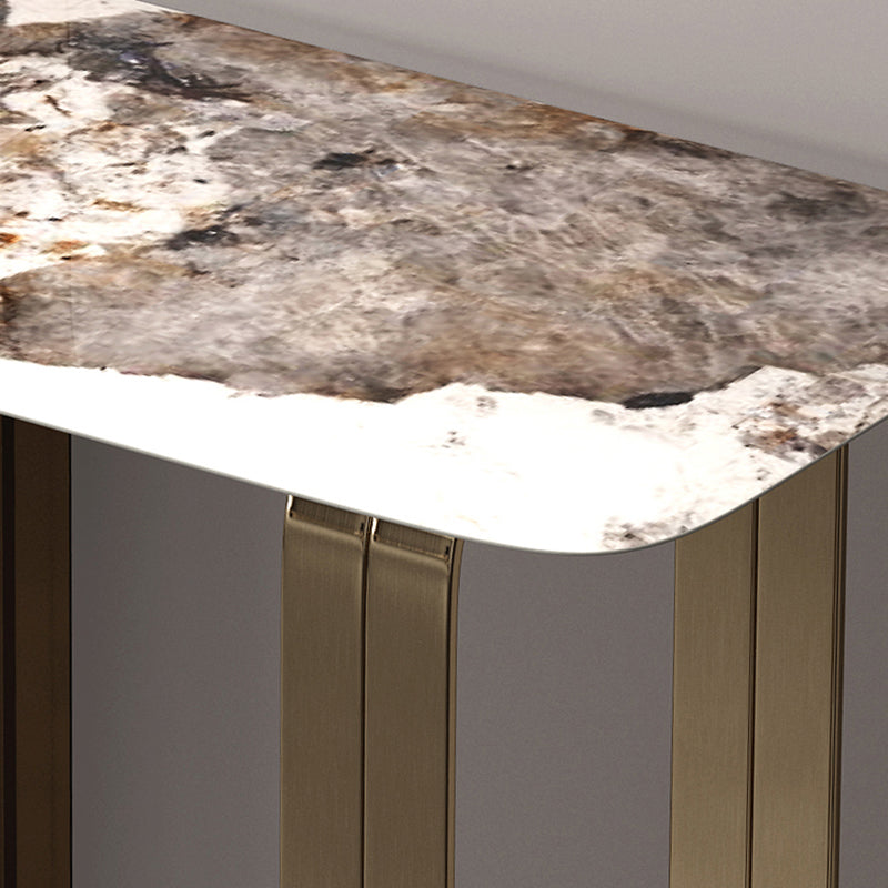 Rectangle Shape Contemporary Console Table Stone Sofa Table in Gold for Hall