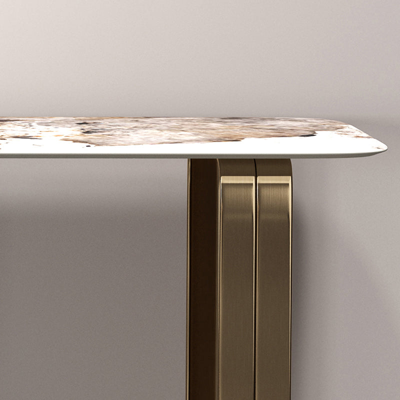 Rectangle Shape Contemporary Console Table Stone Sofa Table in Gold for Hall