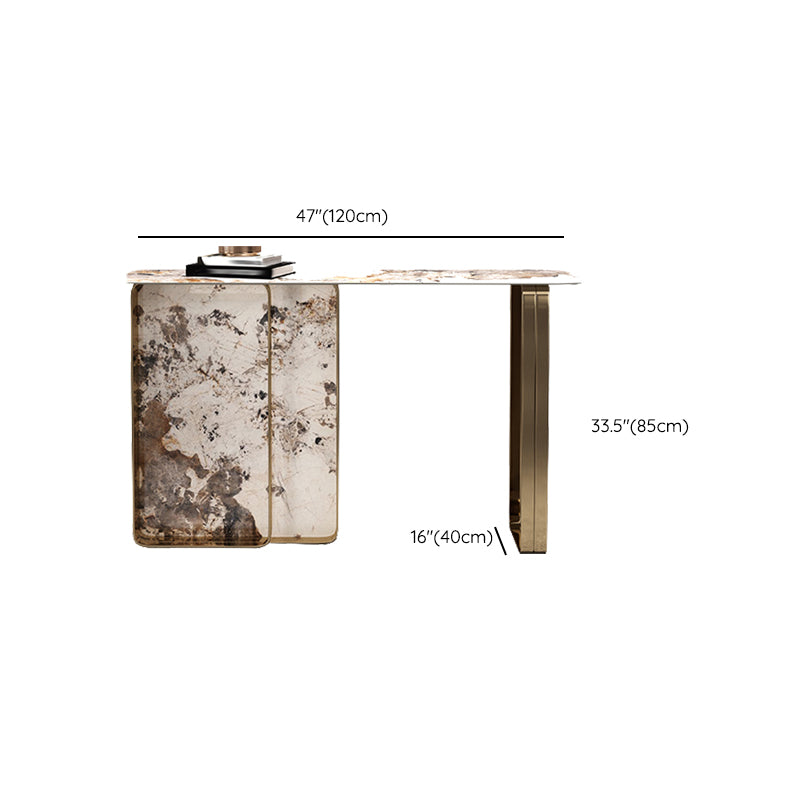 Rectangle Shape Contemporary Console Table Stone Sofa Table in Gold for Hall