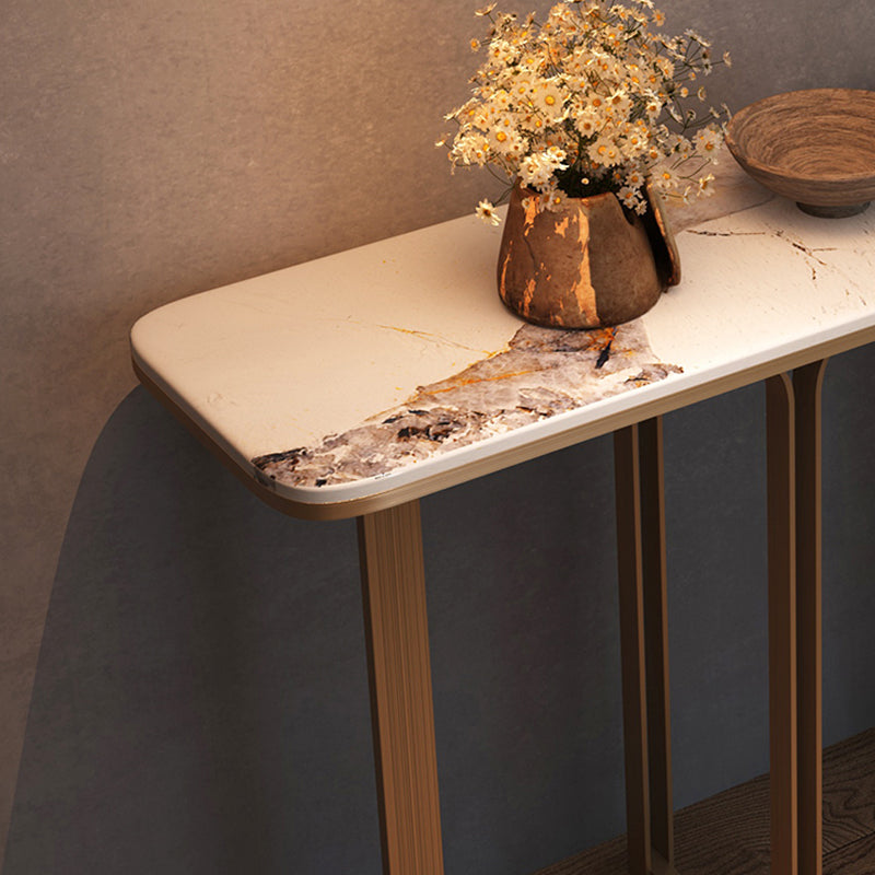 Rectangle Shape Contemporary Console Table White/Black Stone Console Sofa Table