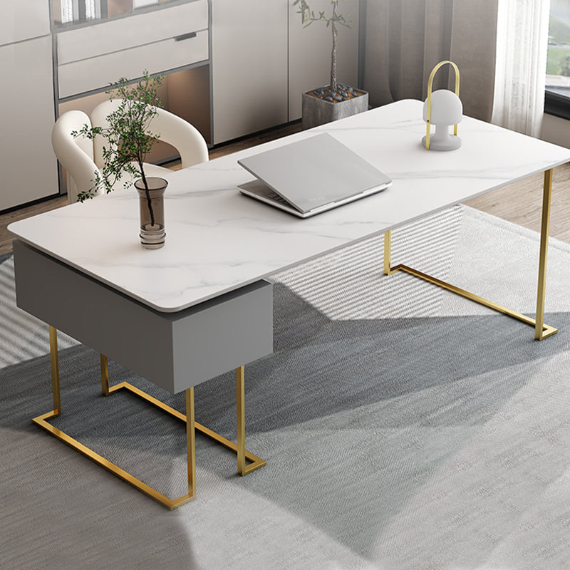Rectangle Sintered Stone Top Office Desk Modern Style Writing Desk