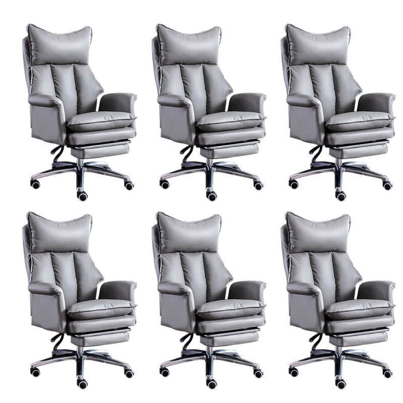 Modern Leather Armless Office Chair No Distressing Ergonomic Desk Chair with Wheels