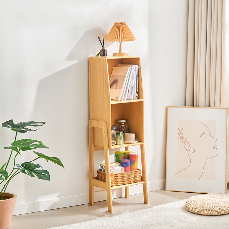 Contemporary Closed Back Bamboo Bookshelf Vertical Bookcase with Shelves